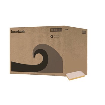 Boardwalk 63BWK LD 3.6 in. x 6.1 in. Individually Wrapped Light Duty Scrubbing Sponge - Yellow/White (20/Carton)