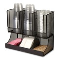 Perforated Roll & Hand Towels | Mind Reader UPMESH-BLK 5 in. x 13 in. x 11.5 in. 2-Tier 6-Compartment Network Collection Coffee Cup and Condiment Countertop Organizer - Black image number 1