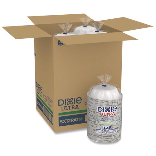 Bowls | Dixie SX12PATH Pathways 12 oz. Heavyweight Paper Bowls - Green/Burgundy (1000/Carton) image number 0