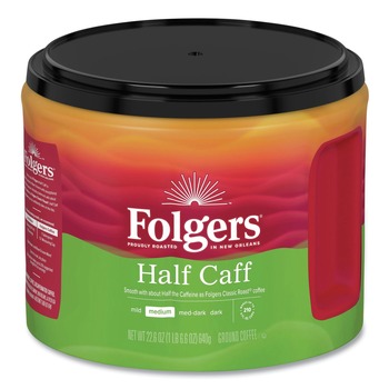 HALF CAFFEINATED | Folgers 2550030444 22.6 oz. Canister Half Caff Coffee