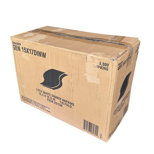 Dinner Napkins | GEN GEN15X17DIN 14.50 in. x 16.50 in. 2-Ply Dinner Napkins - White (3000/Carton) image number 0