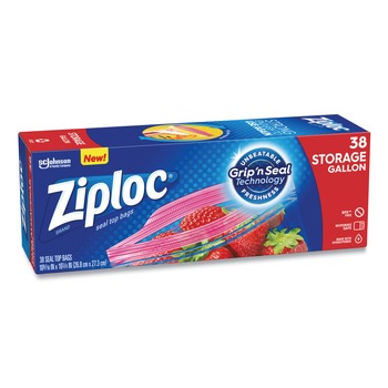 Ziploc 383233BX 1 Gallon 1.75 mil. 10.56 in. x 10.75 in. Double Zipper Storage Bags - Clear (38/Box)
