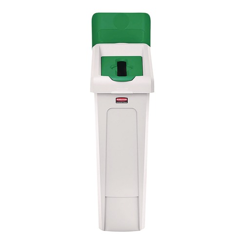 Indoor Waste Receptacles | Rubbermaid Commercial 2185054 Slim Jim Recycling Station Kit 1-Stream Paper 23 gal Plastic Green/Gray image number 0