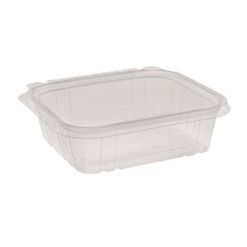 Pactiv Corp. TEHL7X624 7.25 in. x 6.37 in. x 2 in. 24 oz. EarthChoice Tamper Evident Recycled Hinged Lid Deli Container - Clear (231/Carton)