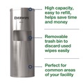 Towel Dispensers | Tork 192853 15 in. x 15 in. x 37.25 in. Stainless Steel Wet Wipe Stand image number 1