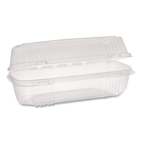 Food Containers & Lids | Pactiv Corp. YCI810490000 ClearView SmartLock 27 oz. 9.25 in. x 4.5 in. x 3 in. Plastic Hinged Lid Container Hoagie Container - Clear image number 0