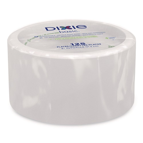 Plates | Dixie DBP09W 8.5 in. Paper Dinnerware Plates - White (125/Pack) image number 0