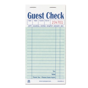 PRODUCTS | AmerCareRoyal GC6000-2 3.5 in. x 6.7 in. 17 Lines Two-Part Carbon Guest Check Pad (50 Pads/Carton)