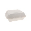 Food Containers & Lids | Pactiv Corp. YMCH0901BB 9 in. x 9 in. x 3 in. Sugarcane EarthChoice PFAS Free Compostable Hinged Lid Container - White (150/Carton) image number 0