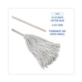 Mops | Boardwalk BWK116C 16 oz. Cotton Head Deck Mop with 48 in. Oak Wood Handle - White (6/Carton) image number 3