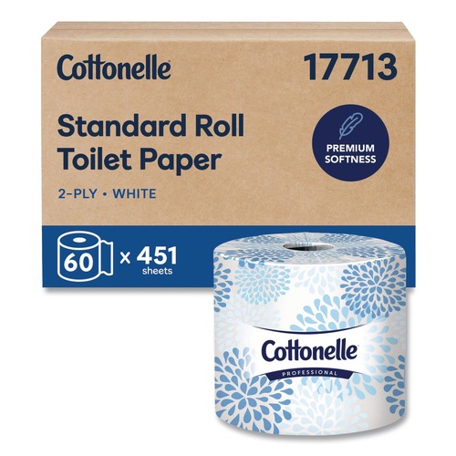 Perforated Roll & Hand Towels | Cottonelle 17713 2-Ply Septic Safe Bathroom Tissue for Business - White (60/Carton) image number 0