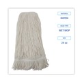 Mop Heads | Boardwalk BWK424RCT 24 oz. Rayon Pro Loop Web/Tailband Wet Mop Head - White (12/Carton) image number 4