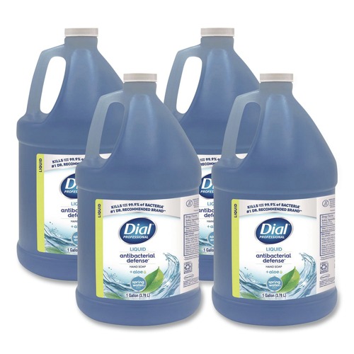 Hand Soaps | Dial Professional 17000 15926 Antibacterial Defense 1 Gallon Liquid Hand Soap - Spring Water Scent (4/Carton) image number 0