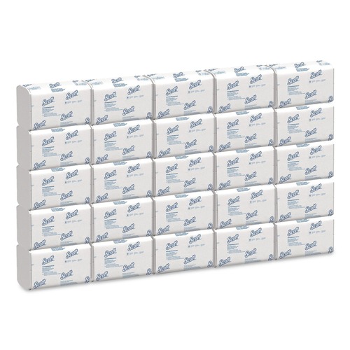 Perforated Roll & Hand Towels | Scott 45957 9.4 in. x 12.4 in. 1-Ply Essential Low Wet Strength Multi-Fold Towels - White (25/Carton) image number 0
