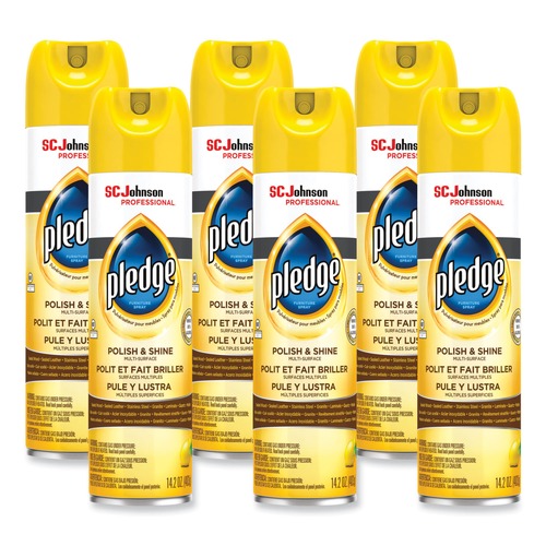 Furniture Cleaners | Pledge 301168 14.2 oz. Aerosol Can Furniture Polish - Lemon (6/Carton) image number 0