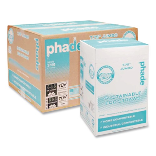 Straws/Stems/Sticks | phade 511167 7.75 in. PHA Wrapped Marine Biodegradable Straws - Ocean Blue (375/Box, 10 Boxes/Carton) image number 0