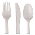 Perforated Roll & Hand Towels | Dixie CMP26C Mediumweight Polypropylene Plastic Fork/Knife/Teaspoon - White (250/Carton) image number 2