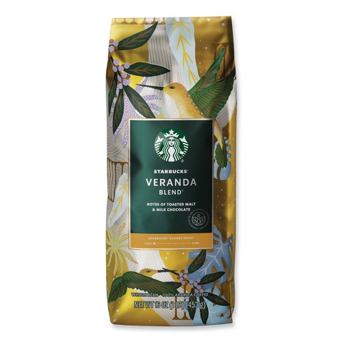 Coffee - Caffeinated | Starbucks SBK12523486CT 1 lbs. Bag Whole Bean Veranda Blend Coffee (6/Carton) image number 0
