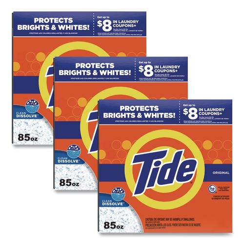 Laundry Detergents | Tide 80811552 85 oz HE Powder Laundry Detergent - Original Scent (3/Carton) image number 0