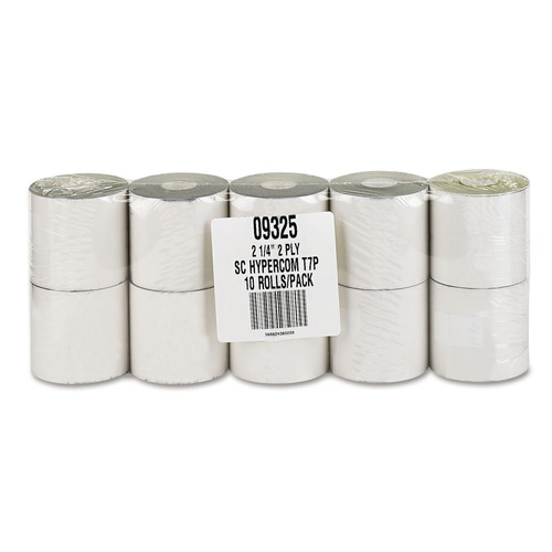 Perforated Roll & Hand Towels | PM Company 9325 2.25 in. x 70 ft. Impact Printing Carbonless Paper Rolls - White/Canary (10/Pack) image number 0