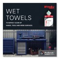 Perforated Roll & Hand Towels | WypAll 58310 12 in. x 9.5 in. Power Clean ProScrub Pre-Saturated Citrus Wipe - Green/White (50/Canister, 8 Canisters/Carton) image number 5