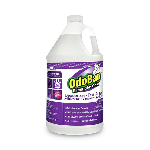 Fabric Refreshers | OdoBan 911162-G4 1 Gallon Bottle Concentrate Odor Eliminator and Disinfectant - Lavender Scent (4/Carton) image number 0