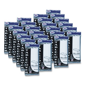 Tablemate 549WHCT Heavyweight Plastic 54 in. x 108 in. Table Set Rectangular Table Covers - White (24/Carton)