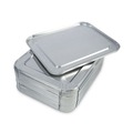 Steam Table Parts | Boardwalk BWKLIDSTEAMHF 10.5 in. x 12.81 in. x 0.63 in. Aluminum Steam Table Pan Lids (100/Carton) image number 1