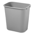 Indoor Waste Receptacles | Rubbermaid Commercial FG295600GRAY 7-Gallon Rectangular Deskside Wastebasket - Gray image number 2