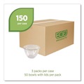 Perforated Roll & Hand Towels | Eco-Products EP-SB48 48 oz. Renewable and Compostable Plastic Salad Bowls with Lids - Clear (150/Carton) image number 1