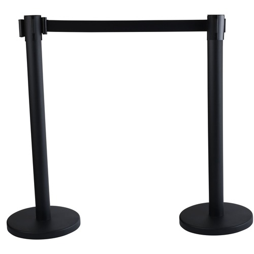 Barriers | Tatco 16600 14 in. x 35 in. x 9 ft 6 in. Assorted Materials Economy Crowd Control - Black (2/Carton) image number 0