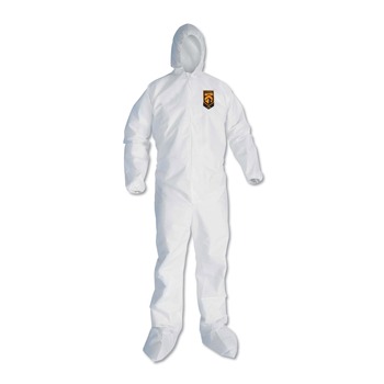 COVERALLS | Ansell KCC46126 A30 Elastic-Back and Cuff Hooded/Boots Coveralls - Triple Extra Large, White (21/Carton)