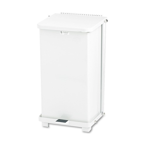 Waste Receptacles | Rubbermaid Commercial FGST12EPLWH 6.5 gal. Defenders Heavy-Duty Steel Step Can - White image number 0