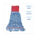 Mop Heads | Boardwalk BWK1800LBDZ Pro Loop Web/Tailband Mop Head - Large, Blue (1-Dozen) image number 3