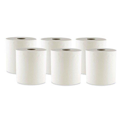 Perforated Roll & Hand Towels | Boardwalk 6700W 8 in. x 700 ft. 1 Ply Hard Wound Towel - White (6/Carton) image number 0