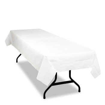 Tablemate TBLPT549-WH 54 in. x 108 in. Table Set Poly Tissue Table Cover - White (6/Pack)
