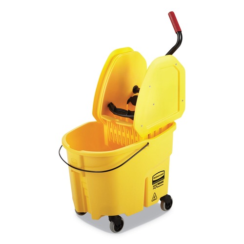 Buckets & Wringers | Rubbermaid Commercial FG757788YEL 35 qt. WaveBrake 2.0 Down-Press Plastic Bucket/Wringer Combos - Yellow image number 0