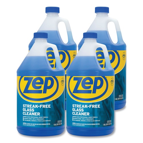 Disinfecting & Cleaning Solutions | Zep Commercial ZU1120128 1 gal. Bottle Streak-Free Glass Cleaner - Pleasant Scent (4/Carton) image number 0
