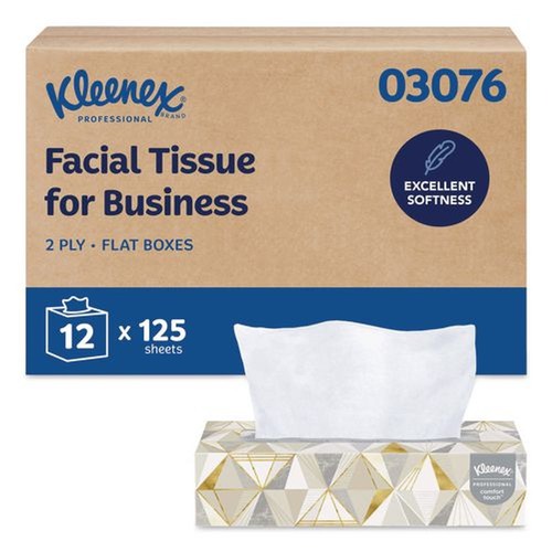 Facial Tissues | Kleenex 03076 2-Ply Facial Tissue for Business - White (12 Boxes/Carton) image number 0