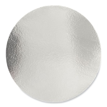 FOOD CONTAINERS AND LIDS | Boardwalk BWKROUND9FLID 9 in. Flat Paper Lids for Aluminum Round To-Go Containers - Silver (500/Carton)