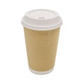 Cups | Karat C-KRC516 16 oz Ripple Hot Cups - Kraft/White (500/Carton) image number 0