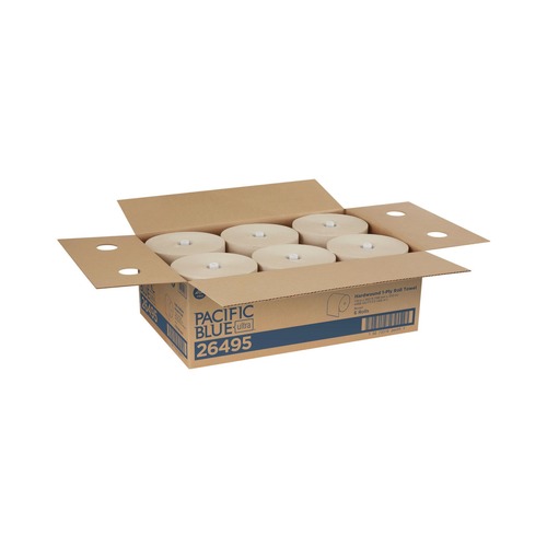 Perforated Roll & Hand Towels | Georgia Pacific Professional 26495 7.87 in. x 1150 ft. 1-Ply Pacific Blue Ultra Paper Towels - Natural (6 Rolls/Carton) image number 0