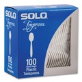 Disposable Spoons | SOLO HSWTX-0007 Impress Heavyweight Full-Length Polystyrene Cutlery Spoon - White (100/Box) image number 1