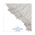 Mop Heads | Boardwalk BWK724RCT 24 oz. Cut-End Lie-Flat Rayon Wet Mop Head - White (12/Carton) image number 6