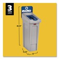 Indoor Waste Receptacles | Rubbermaid Commercial 2185055 Slim Jim Recycling Station Kit 1-Stream Mixed Recycling 23 gal Plastic Gray/Blue image number 3