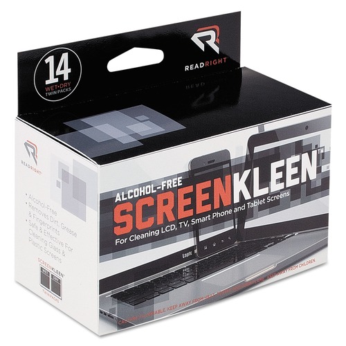 Cleaning Cloths & Wipes | Read Right RR1291 5 x 5 ScreenKleen Alcohol-Free Cloth Wipes - Unscented (14/Box) image number 0