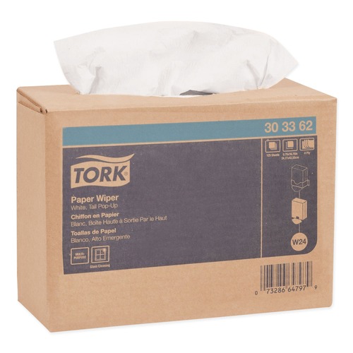 Cleaning Cloths & Wipes | Tork 303362 4-Ply 9.75 in. x 16.75 in. Multipurpose Paper Wiper - White (8/Carton) image number 0