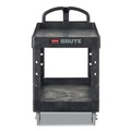 Carts | Rubbermaid Commercial FG450088BLA 17.13 in. x 38.5 in. x 38.88 in. 500 lbs. Capacity 2 Lipped Shelves Heavy-Duty Plastic Utility Cart - Black image number 1