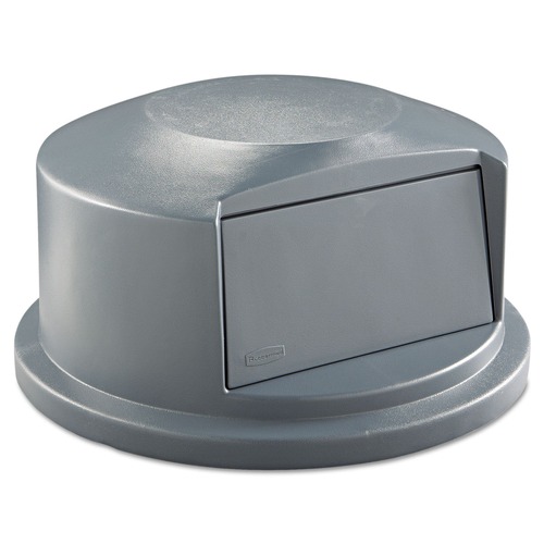 Waste Receptacle Lids | Rubbermaid Commercial FG264788GRAY 24.81 in. Diameter x 12.63 in. Round BRUTE Dome Top Receptacle Push Door for 44 Gallon Containers - Gray image number 0