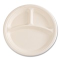 Plates | Boardwalk BWKPLT3C10NPFA 10 in. 3-Compartment Bagasse PFAS-Free Dinnerware Plate - Tan (500/Carton) image number 2